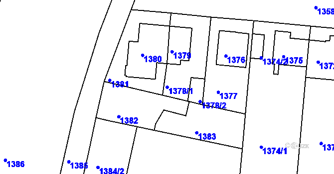 Parcela st. 1378/1 v KÚ České Budějovice 6, Katastrální mapa