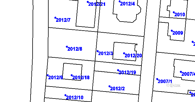 Parcela st. 2012/3 v KÚ České Budějovice 6, Katastrální mapa