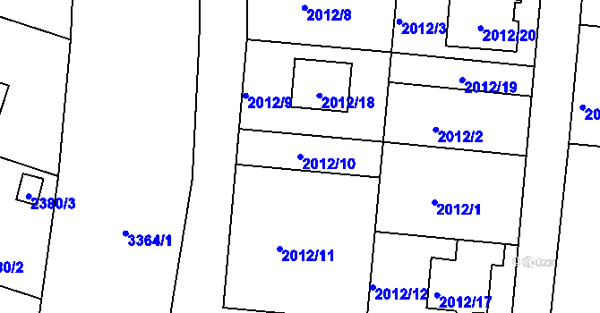 Parcela st. 2012/10 v KÚ České Budějovice 6, Katastrální mapa