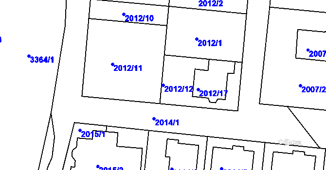 Parcela st. 2012/12 v KÚ České Budějovice 6, Katastrální mapa