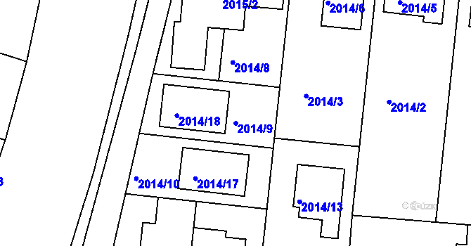 Parcela st. 2014/9 v KÚ České Budějovice 6, Katastrální mapa
