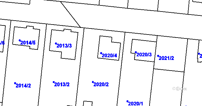 Parcela st. 2020/4 v KÚ České Budějovice 6, Katastrální mapa