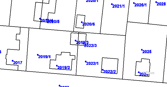 Parcela st. 2022/3 v KÚ České Budějovice 6, Katastrální mapa