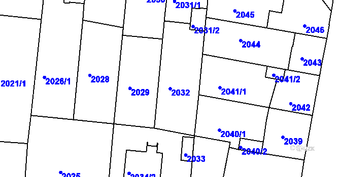 Parcela st. 2032 v KÚ České Budějovice 6, Katastrální mapa