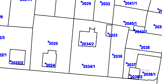 Parcela st. 2034/2 v KÚ České Budějovice 6, Katastrální mapa