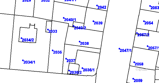Parcela st. 2038 v KÚ České Budějovice 6, Katastrální mapa