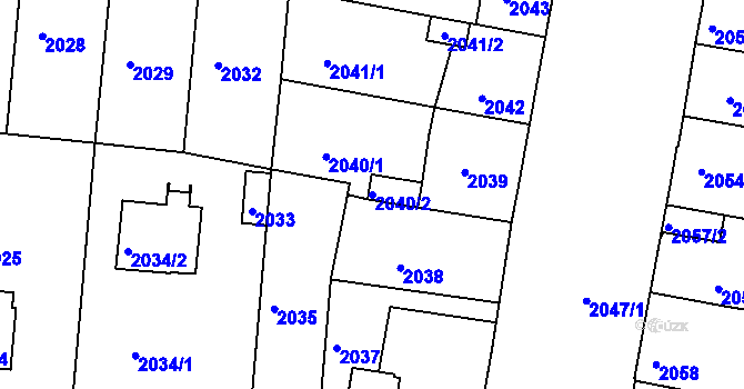 Parcela st. 2040/2 v KÚ České Budějovice 6, Katastrální mapa