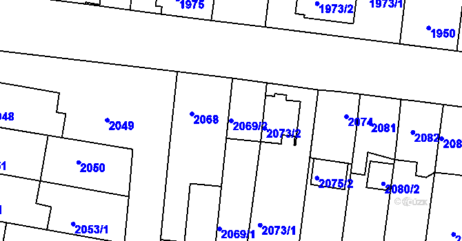 Parcela st. 2069/2 v KÚ České Budějovice 6, Katastrální mapa
