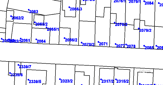 Parcela st. 2070/2 v KÚ České Budějovice 6, Katastrální mapa