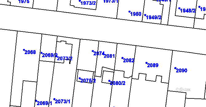 Parcela st. 2081 v KÚ České Budějovice 6, Katastrální mapa