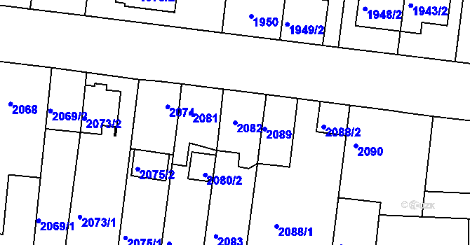 Parcela st. 2082 v KÚ České Budějovice 6, Katastrální mapa