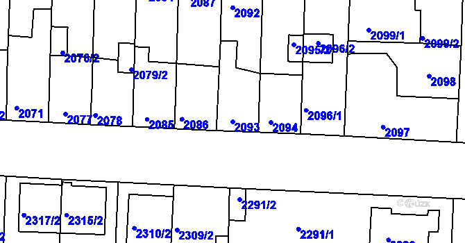 Parcela st. 2093 v KÚ České Budějovice 6, Katastrální mapa