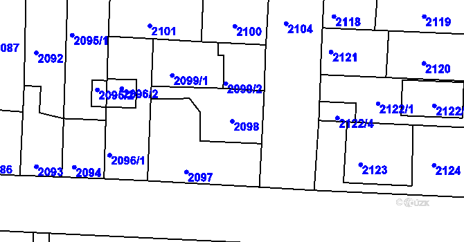 Parcela st. 2098 v KÚ České Budějovice 6, Katastrální mapa