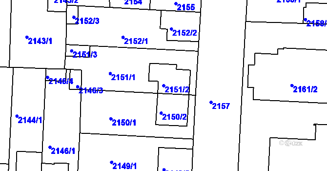 Parcela st. 2151/2 v KÚ České Budějovice 6, Katastrální mapa