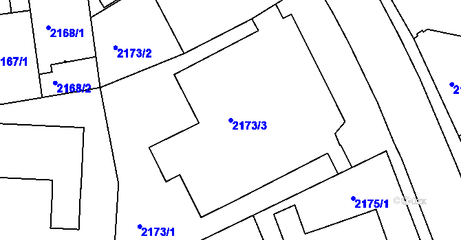 Parcela st. 2173/3 v KÚ České Budějovice 6, Katastrální mapa