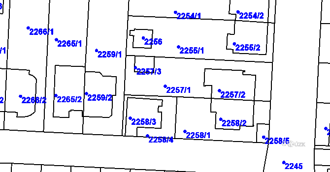 Parcela st. 2257/1 v KÚ České Budějovice 6, Katastrální mapa