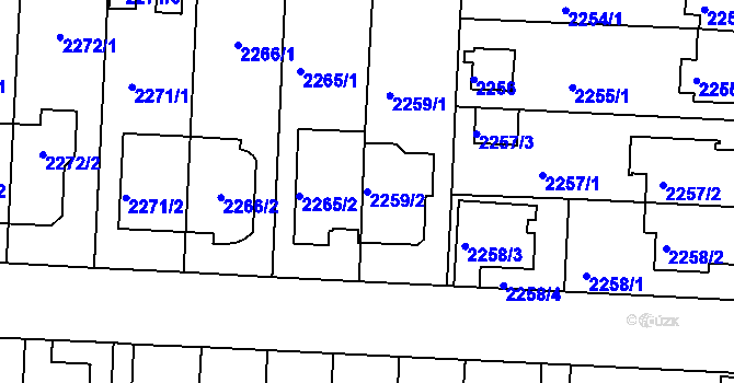 Parcela st. 2259/2 v KÚ České Budějovice 6, Katastrální mapa