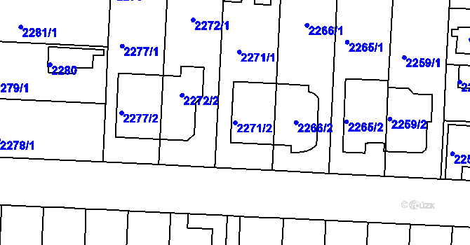 Parcela st. 2271/2 v KÚ České Budějovice 6, Katastrální mapa