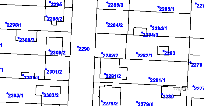 Parcela st. 2282/2 v KÚ České Budějovice 6, Katastrální mapa