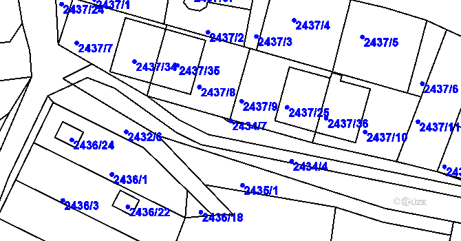 Parcela st. 2434/7 v KÚ České Budějovice 6, Katastrální mapa