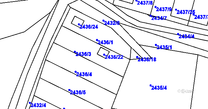 Parcela st. 2436/22 v KÚ České Budějovice 6, Katastrální mapa