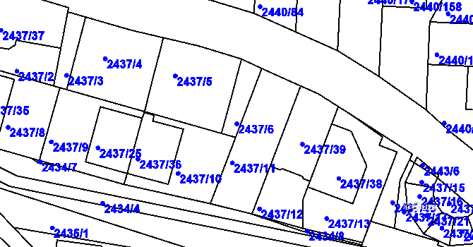 Parcela st. 2437/6 v KÚ České Budějovice 6, Katastrální mapa