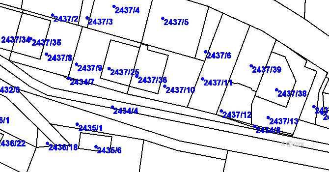 Parcela st. 2437/10 v KÚ České Budějovice 6, Katastrální mapa