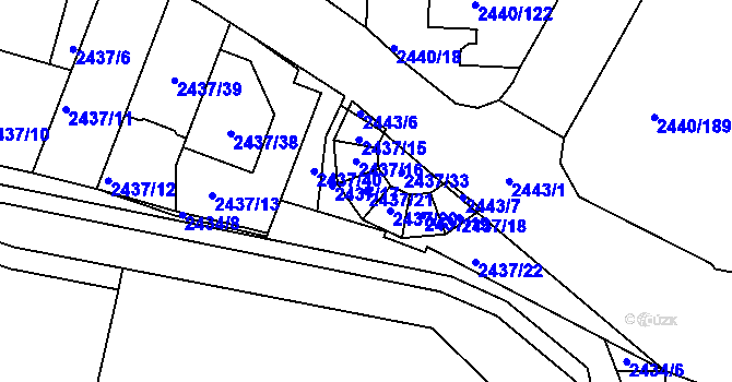 Parcela st. 2437/21 v KÚ České Budějovice 6, Katastrální mapa
