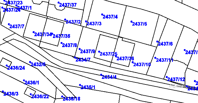 Parcela st. 2437/25 v KÚ České Budějovice 6, Katastrální mapa