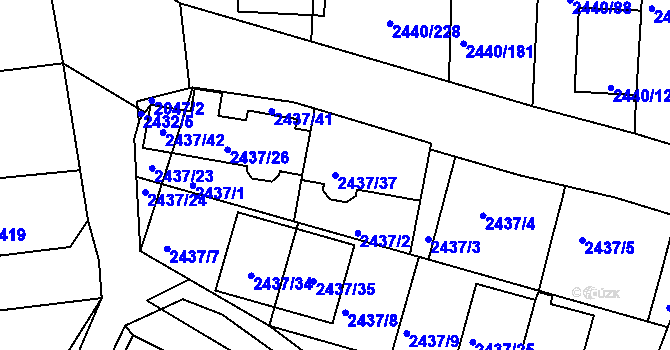 Parcela st. 2437/37 v KÚ České Budějovice 6, Katastrální mapa