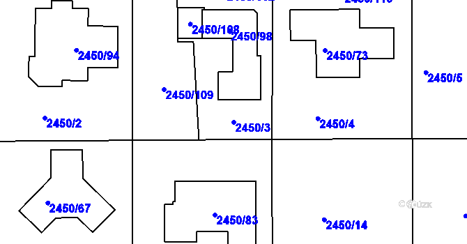 Parcela st. 2450/3 v KÚ České Budějovice 6, Katastrální mapa