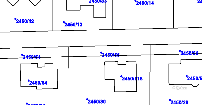 Parcela st. 2450/55 v KÚ České Budějovice 6, Katastrální mapa