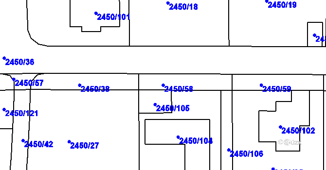 Parcela st. 2450/58 v KÚ České Budějovice 6, Katastrální mapa