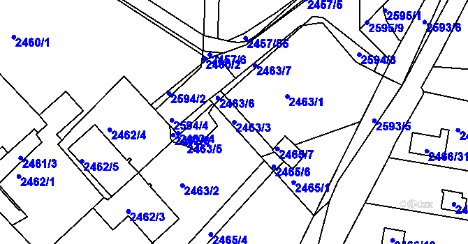 Parcela st. 2463/3 v KÚ České Budějovice 6, Katastrální mapa