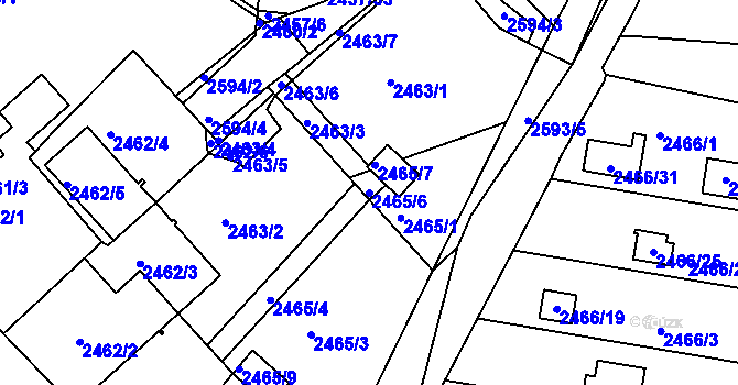 Parcela st. 2465/6 v KÚ České Budějovice 6, Katastrální mapa