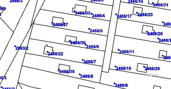 Parcela st. 2466/6 v KÚ České Budějovice 6, Katastrální mapa