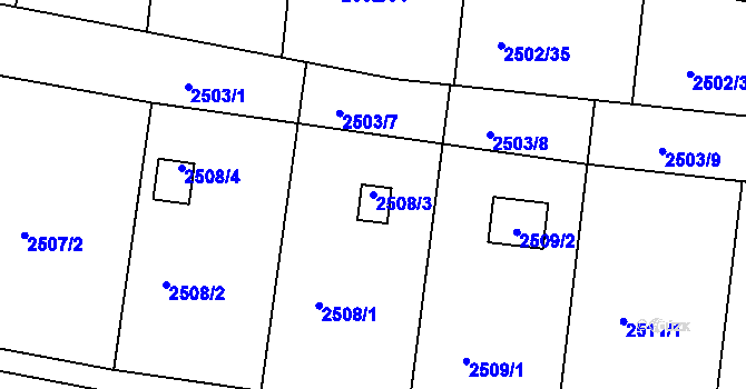Parcela st. 2508/3 v KÚ České Budějovice 6, Katastrální mapa