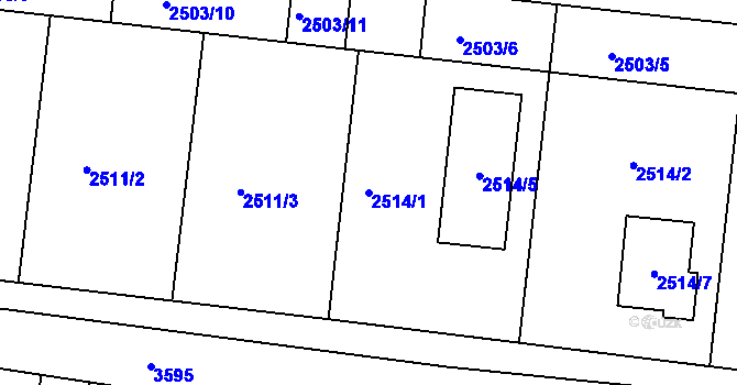 Parcela st. 2514/1 v KÚ České Budějovice 6, Katastrální mapa