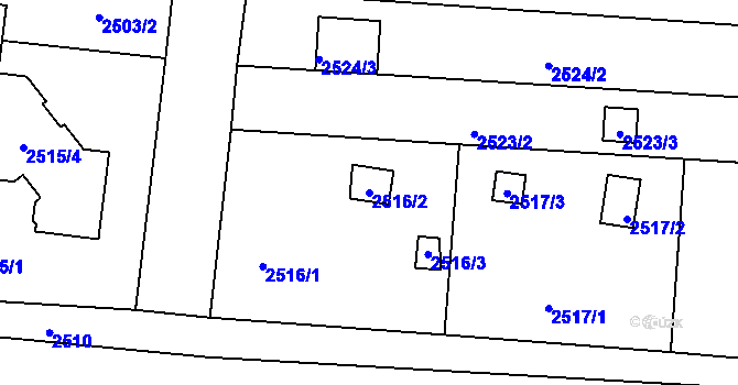 Parcela st. 2516/2 v KÚ České Budějovice 6, Katastrální mapa