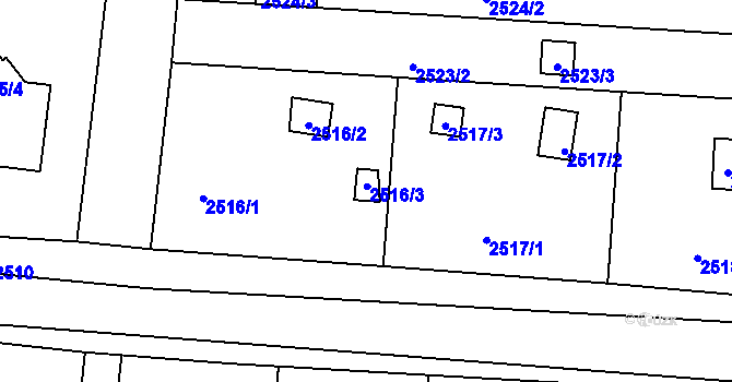 Parcela st. 2516/3 v KÚ České Budějovice 6, Katastrální mapa