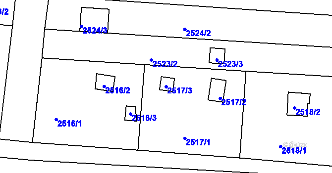 Parcela st. 2517/3 v KÚ České Budějovice 6, Katastrální mapa
