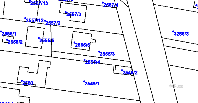 Parcela st. 2555/3 v KÚ České Budějovice 6, Katastrální mapa