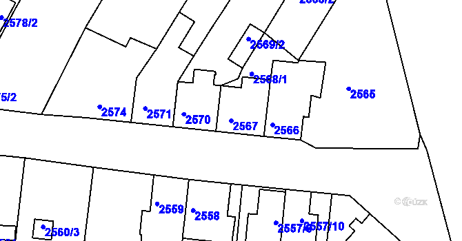 Parcela st. 2567 v KÚ České Budějovice 6, Katastrální mapa