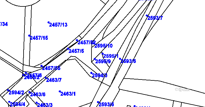 Parcela st. 2595/1 v KÚ České Budějovice 6, Katastrální mapa