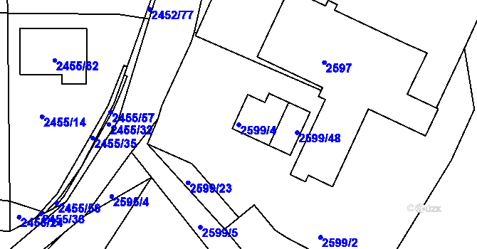 Parcela st. 2599/4 v KÚ České Budějovice 6, Katastrální mapa