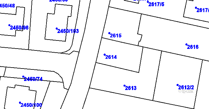 Parcela st. 2614 v KÚ České Budějovice 6, Katastrální mapa
