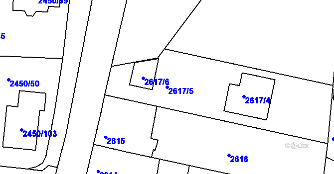 Parcela st. 2617/5 v KÚ České Budějovice 6, Katastrální mapa