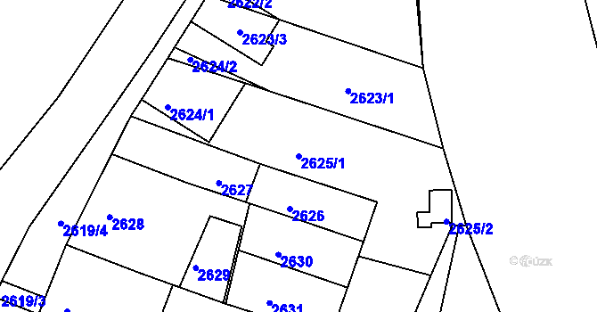 Parcela st. 2625/1 v KÚ České Budějovice 6, Katastrální mapa