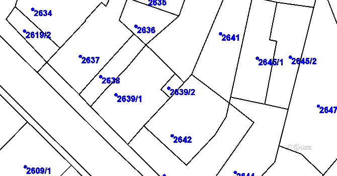 Parcela st. 2639/2 v KÚ České Budějovice 6, Katastrální mapa