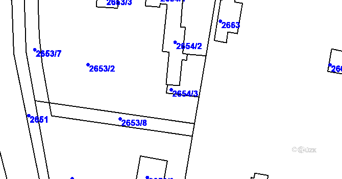 Parcela st. 2654/3 v KÚ České Budějovice 6, Katastrální mapa
